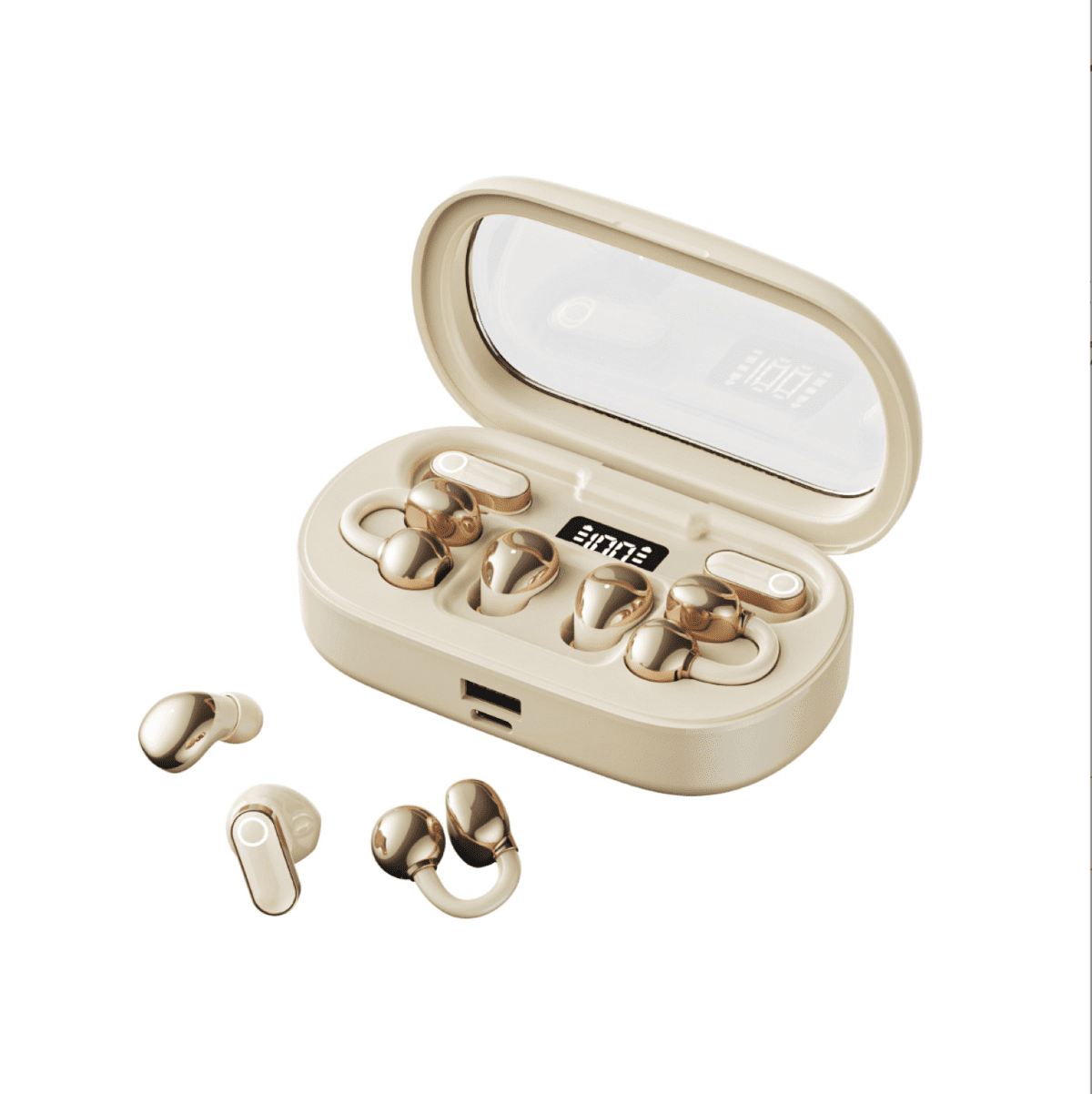 3 In 1 Wireless Earbuds with 3 Pairs Replaceable Earpieces Clip‑On,In ...