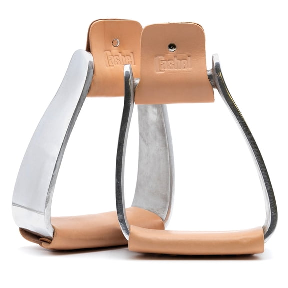 3 In Cashel Horse Stirrups Pair Leather Covered Slanted Aluminum