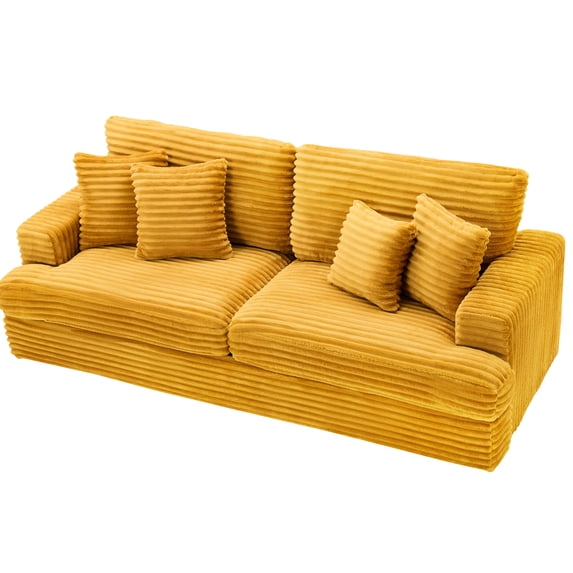 3 In Corduroy, Orange - Fashionable And Comfy With 4 Pillows For Living Room Corduroy Pillow Modern