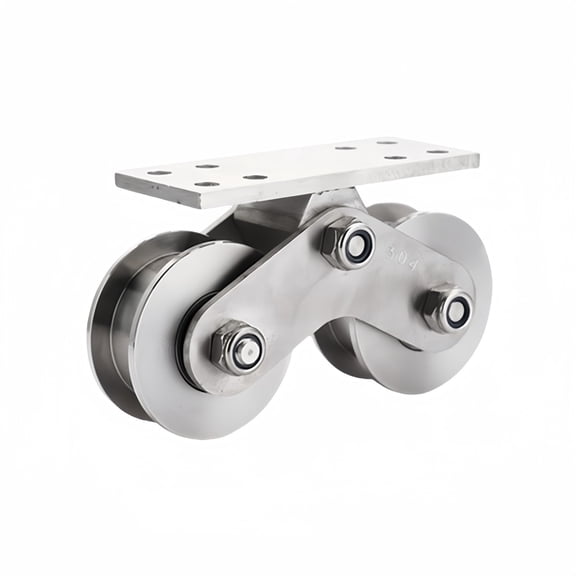 3 In Groove Wheel, Stainless Steel Sliding Gate Wheels H Groove Track Roller Rigid Caster Double Roller Wheel for Swing