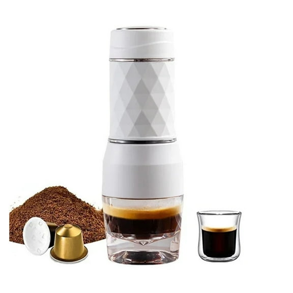 3 In1 Hot/Cold Portable Coffee Machine Manual Espresso Maker For Capsule & Ground Hand Press Brewer Home Office Travel ,Portable
