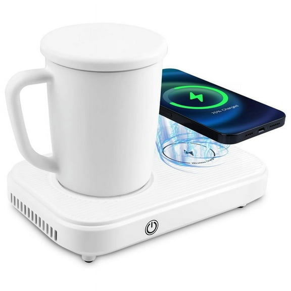 3 In1 Smart Self Heated Refrigeration Coffee Mug Wireless Charger Base Thermostatic Coaster for Office Desk/Home US Plug