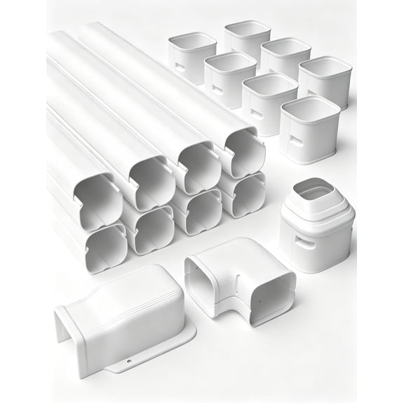 KINDEEP Mini Split Line Set Cover, PP Weather Resistant Wall Pipe Concealer for Home Air Conditioning & Central AC, 3" 11.5Ft Kit, Fast DIY Assembly