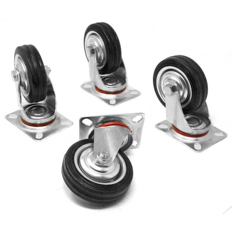 3 in. 120 lbs. Capacity Rubber Roller-Bearing Swivel Plate Caster (4-Pack) 3 in. 120 lbs. Capacity Rubber Roller-Bearing Swivel Plate Caster (4-Pack)