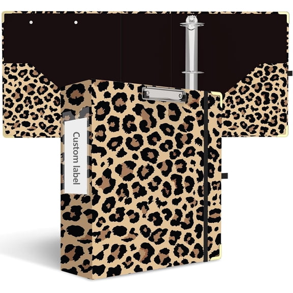 3 Inch 3 Ring Binder, Cute 3'' Round Binders with Low Profile Clipboard with Storage, 2 Interior Pockets, Binder Organizer for School Office Supplies( Spots)