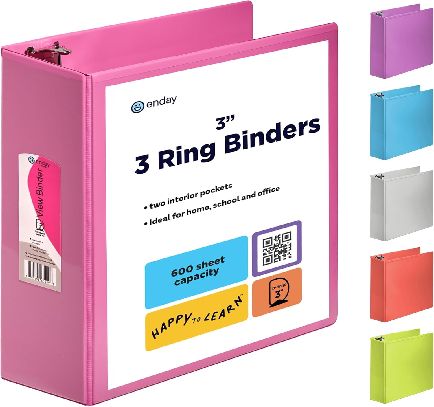 3 Inch 3 Ring Binder Pink, Slant D-Ring 3” Clear View Cover with 2 ...