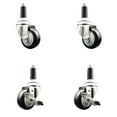 thumbnail image 1 of 3 Inch 316SS Black Poly Swivel 1-1/8 Inch Expanding Stem Caster Set 2 Brake SCC, 1 of 2
