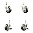 thumbnail image 1 of 3 Inch 316SS Black Polyurethane Swivel 3/8 Inch Threaded Stem Caster Set 2 Brake, 1 of 2