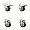 thumbnail image 1 of 3 Inch 316SS Black Polyurethane Swivel Bolt Hole Caster Set with 2 Lock Brake, 1 of 2