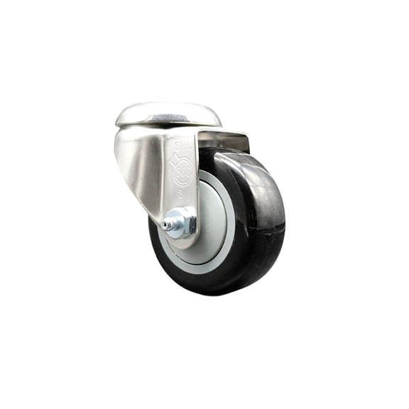 3 Inch 316SS Black Polyurethane Wheel Swivel Bolt Hole Caster Service Caster
