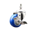 thumbnail image 1 of 3 Inch 316SS Blue Polyurethane Swivel ½ Inch Threaded Stem Caster with Brake, 1 of 2