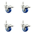 thumbnail image 1 of 3 Inch 316SS Blue Polyurethane Wheel Swivel ½ Inch Stem Caster Set Lock Brake, 1 of 2