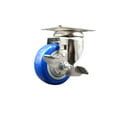 thumbnail image 1 of 3 Inch 316SS Blue Polyurethane Wheel Swivel Top Plate Caster with Brake SCC, 1 of 2