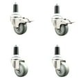 thumbnail image 1 of 3 Inch 316SS Gray Poly Swivel 1-3/8 Inch Expanding Stem Caster Set 2 Lock Brake, 1 of 2