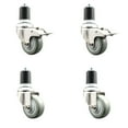 thumbnail image 1 of 3 Inch 316SS Gray Poly Swivel 1-7/8 Inch Expanding Stem Caster Set 2 Lock Brake, 1 of 2
