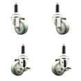 thumbnail image 1 of 3 Inch 316SS Gray Poly Swivel 3/4 Inch Expanding Stem Caster Set 2 Brake SCC, 1 of 2