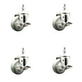 thumbnail image 1 of 3 Inch 316SS Gray Polyurethane Swivel 3/8 Inch Threaded Stem Caster Set Brake, 1 of 2