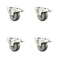 thumbnail image 1 of 3 Inch 316SS Gray Polyurethane Swivel Bolt Hole Caster Set with Lock Brake SCC, 1 of 2
