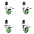 thumbnail image 1 of 3 Inch 316SS Green Poly Swivel 1-3/4 Inch Expanding Stem Caster Set Lock Brake, 1 of 2