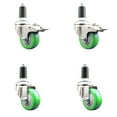 thumbnail image 1 of 3 Inch 316SS Green Poly Swivel 1-3/8 Inch Expanding Stem Caster Set 2 Lock Brake, 1 of 2