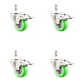 thumbnail image 1 of 3 Inch 316SS Green Polyurethane Wheel Swivel 12mm Stem Caster Set Lock Brake, 1 of 2