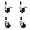 thumbnail image 1 of 3 Inch 316SS Hard Rubber Swivel 1-1/4 Inch Expanding Stem Caster Set 2 Lck Brake, 1 of 2