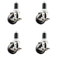thumbnail image 1 of 3 Inch 316SS Hard Rubber Swivel 1-5/8 Inch Expanding Stem Caster Set Brake SCC, 1 of 2