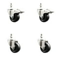 thumbnail image 1 of 3 Inch 316SS Hard Rubber Swivel 3/8 Inch Threaded Stem Caster Set 2 Lock Brake, 1 of 2