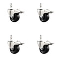 thumbnail image 1 of 3 Inch 316SS Hard Rubber Swivel 3/8 Inch Threaded Stem Caster Set Lock Brake SCC, 1 of 2