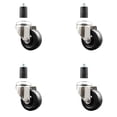thumbnail image 1 of 3 Inch 316SS Hard Rubber Wheel Swivel 1-1/2 Inch Expanding Stem Caster Set SCC, 1 of 2