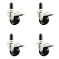thumbnail image 1 of 3 Inch 316SS Hard Rubber Wheel Swivel 1-1/4 Inch Stem Caster Set Lock Brake SCC, 1 of 2