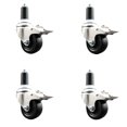 thumbnail image 1 of 3 Inch 316SS Hard Rubber Wheel Swivel 1-3/8 Inch Stem Caster Set Lock Brake SCC, 1 of 2