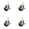 thumbnail image 1 of 3 Inch 316SS Hard Rubber Wheel Swivel 10mm Threaded Stem Caster Set Brake, 1 of 2