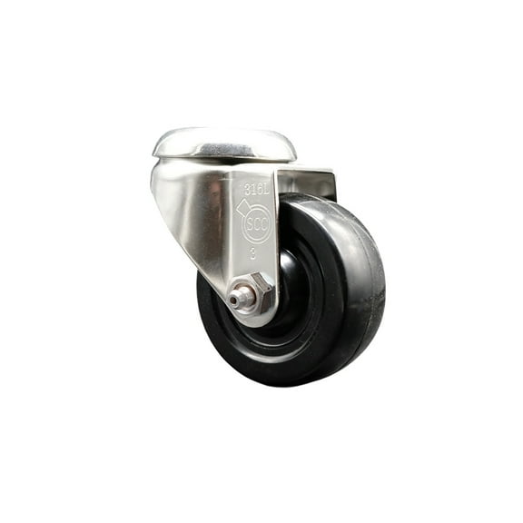 3 Inch 316SS Hard Rubber Wheel Swivel Bolt Hole Caster Service Caster Brand