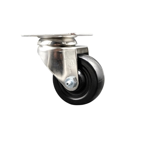 3 Inch 316SS Hard Rubber Wheel Swivel Top Plate Caster Service Caster Brand