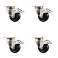 thumbnail image 1 of 3 Inch 316SS Hard Rubber Wheel Swivel Top Plate Caster Set Total Lock Brake SCC, 1 of 2