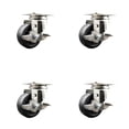 thumbnail image 1 of 3 Inch 316SS Hard Rubber Wheel Swivel Top Plate Caster Set with Brake SCC, 1 of 2