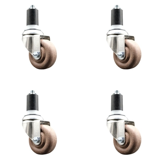 3 Inch 316SS High Temp Glass Filled Nylon 1-1/2 Inch Expanding Stem Caster Set