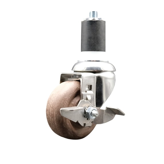 3 Inch 316SS High Temp Glass Filled Nylon 1-3/4 Inch Stem Caster with Brake SCC