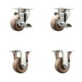 thumbnail image 1 of 3 Inch 316SS High Temp Glass Filled Nylon Top Plate Caster Set 2 Brake 2 Rigid, 1 of 2