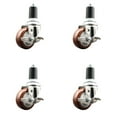 thumbnail image 1 of 3 Inch 316SS Maroon Poly Swivel 1-1/2 Inch Expanding Stem Caster Set Brake SCC, 1 of 2