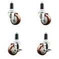 thumbnail image 1 of 3 Inch 316SS Maroon Poly Swivel 1-3/8 Inch Expanding Stem Caster Set 2 Brake SCC, 1 of 2