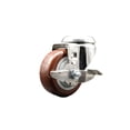 thumbnail image 1 of 3 Inch 316SS Maroon Polyurethane Wheel Swivel Bolt Hole Caster with Brake SCC, 1 of 2
