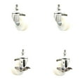 thumbnail image 1 of 3 Inch 316SS Nylon Wheel Swivel ½ Inch Threaded Stem Caster Set 2 Brakes SCC, 1 of 2