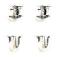 thumbnail image 1 of 3 Inch 316SS Nylon Wheel Swivel Top Plate Caster Set 2 Brake 2 Rigid SCC, 1 of 2