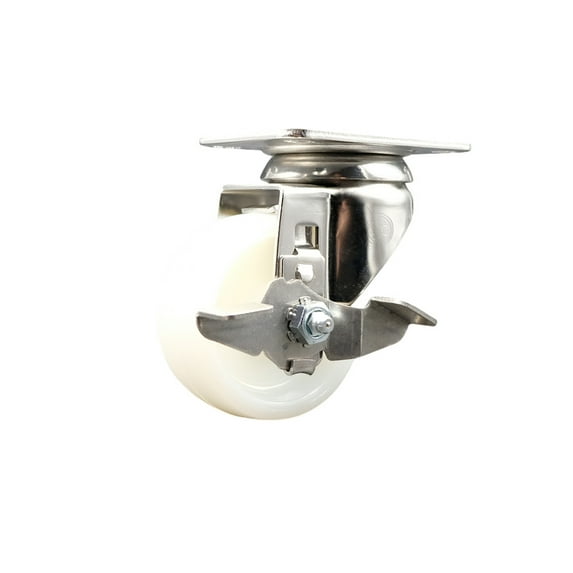 3 Inch 316SS Nylon Wheel Swivel Top Plate Caster with Brake Service Caster