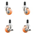 thumbnail image 1 of 3 Inch 316SS Orange Poly Swivel 1-3/8 Inch Expanding Stem Caster Set 2 Brake SCC, 1 of 1