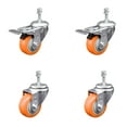 thumbnail image 1 of 3 Inch 316SS Orange Polyurethane 10mm Threaded Stem Caster Set 2 Lock Brake, 1 of 1