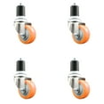 thumbnail image 1 of 3 Inch 316SS Orange Polyurethane Swivel 1-7/8 Inch Expanding Stem Caster Set SCC, 1 of 1