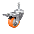 thumbnail image 1 of 3 Inch 316SS Orange Polyurethane Swivel 3/8 Inch Stem Caster Total Lock Brake, 1 of 1